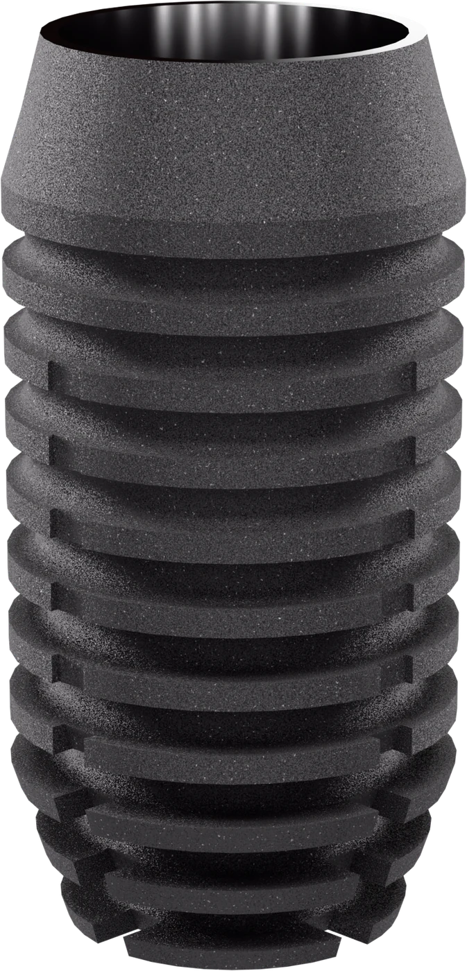 i-system 4 mm implant, macro render of the treated surface